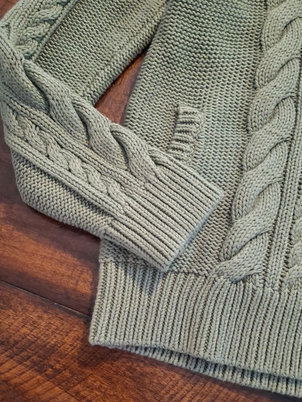 LL Bean Cable-Knit Turtleneck Sweater - Bay Leaf - Picture 4 of 16